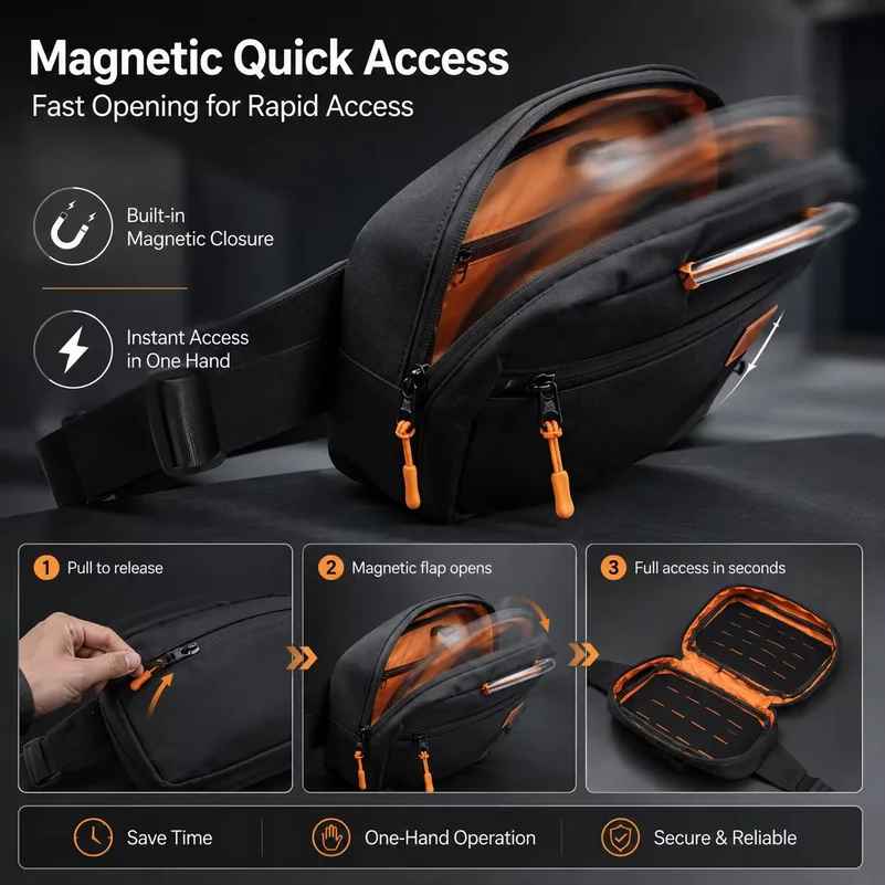 Bolsa Tática Magnética de Aces - Edc Concealed Carry Sling Bag avaliação e preço